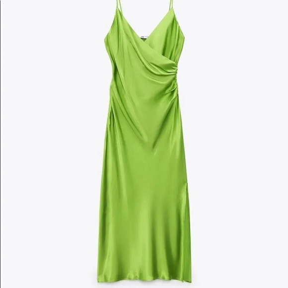 Zara neon green slip dress - Picture 2 of 16